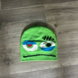 Y2K Green Monster Face Beanie